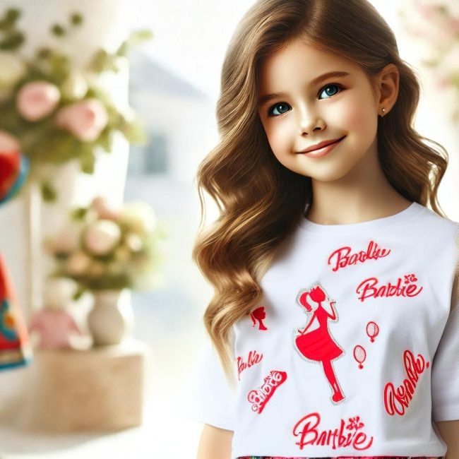 دختر بچه با تیشرت باربی
