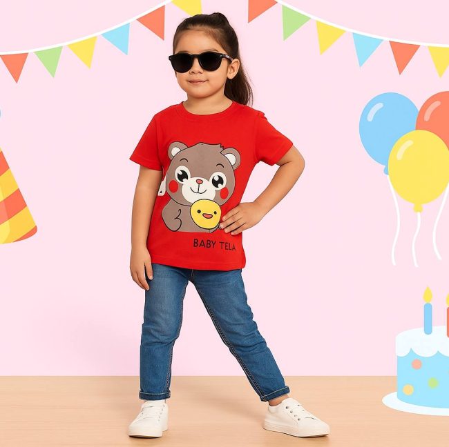 لباس دخترانه ادرک خرسی قرمز