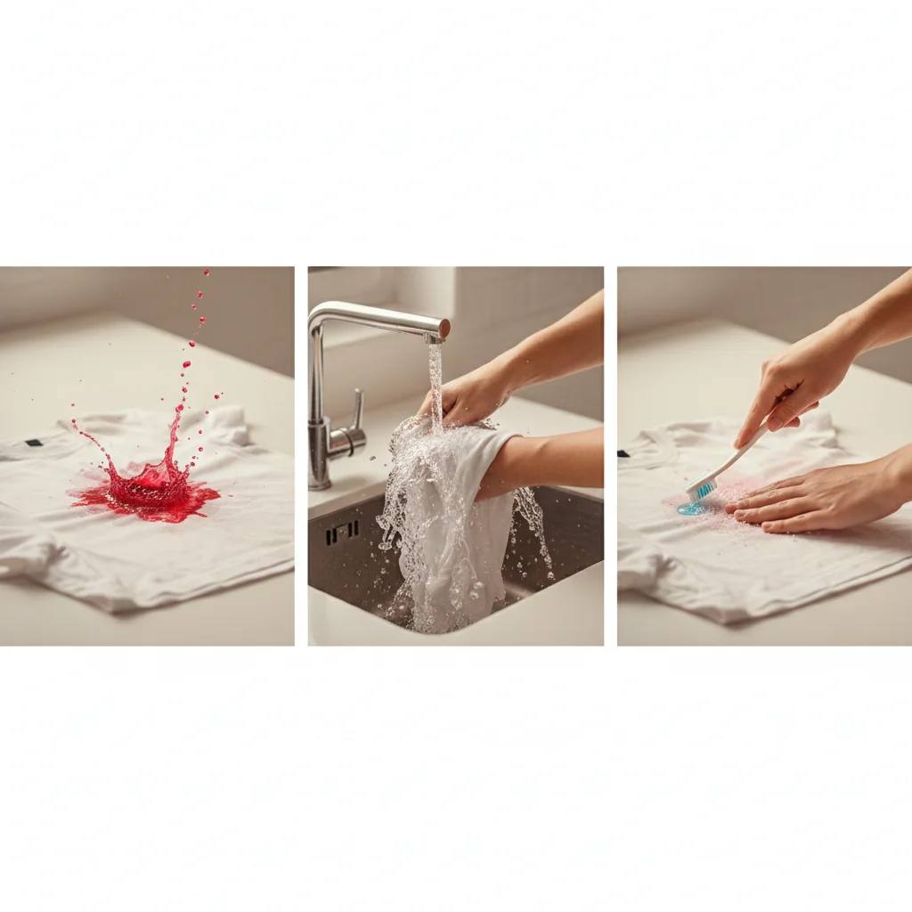 عملکرد سریع جهت پاک کردن لکه انار از به وجود امدن لکه شستن با اب سرد و پاک کردن با مسواک