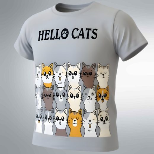 لباس خاکستری گربه ای نوزادی دخترانه در حالت سه بعدی