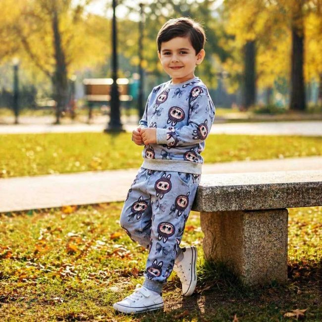 بلوز شلوار بچگانه طرح کرومی – لباس راحتی مخملی کودک (سایز ۱ تا ۷ سال) - Image 5