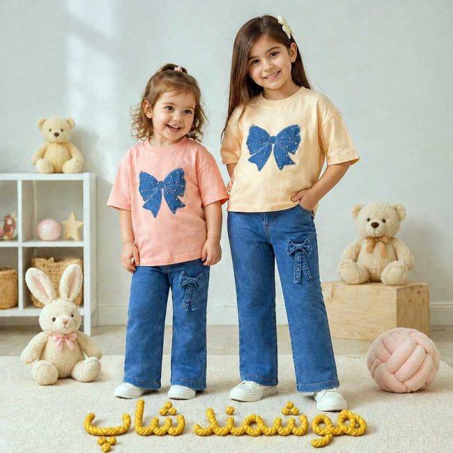ست تیشرت شلوار جین دخترانه ۲ تا ۵ سال(کد20) - Image 2