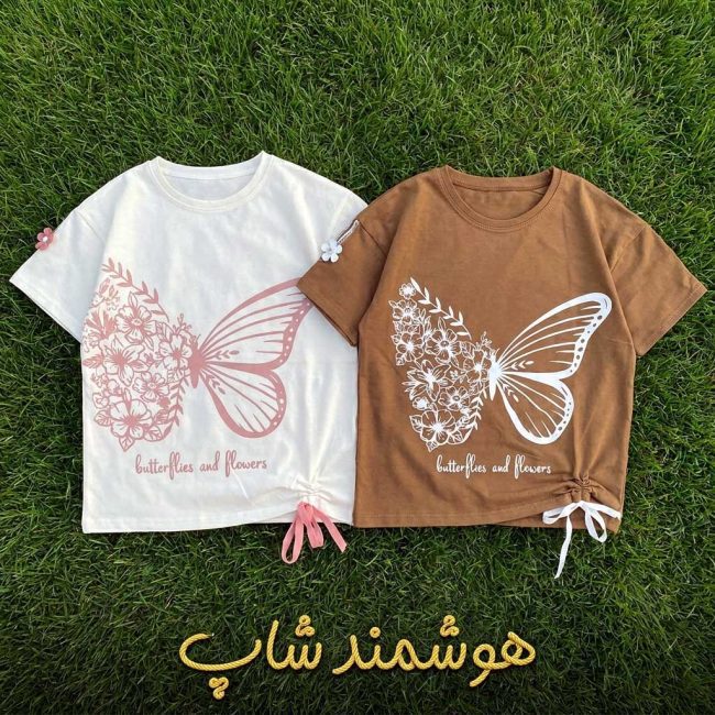تیشرت کراپ دخترانه طرح پروانه (مدل فانتزی اسپرت) کد 17 - Image 3