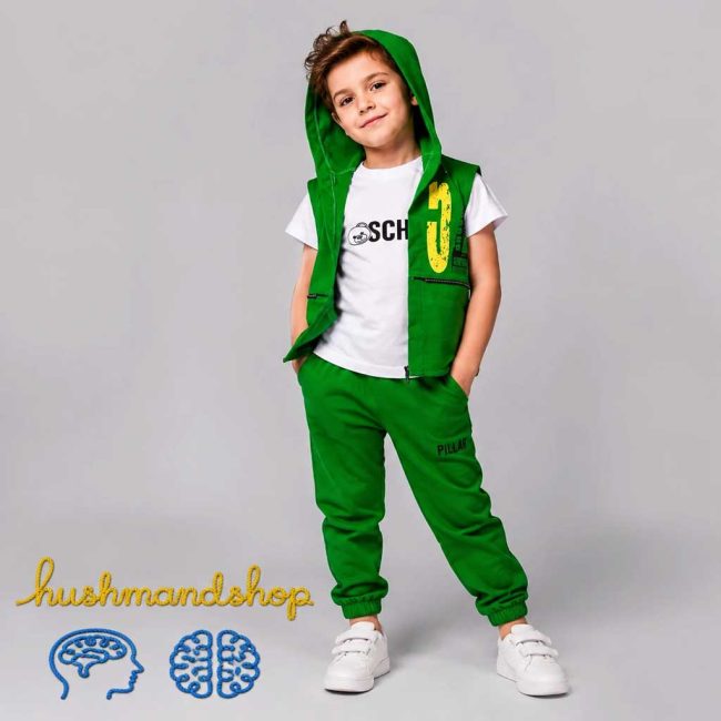 ست سه تکه پسرانه ۲ تا ۵ سال | تیشرت پنبهای + شلوار راحتی + جلیقه کلاهدار جیبدار(کد26) - Image 7