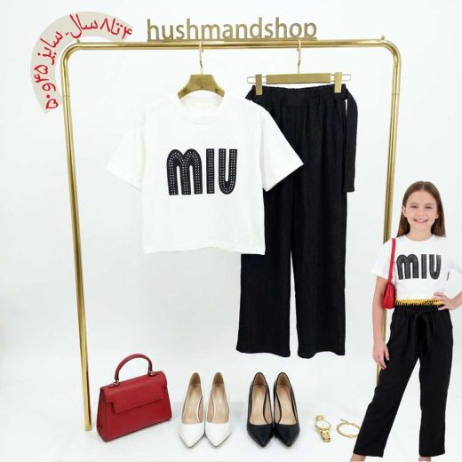 بنر رگال و تن‌خور لباس دخترانه ۴ تا ۸ سال مدل MIU سایز ۴۵ و ۵۰