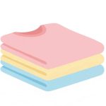 سه لباس صورتی و نارنجی و آبی به صورت نمادین تا خورده روی هم